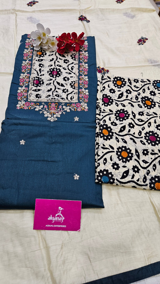 Aadhya Jaam Satin Unstitched Suit (Blue)