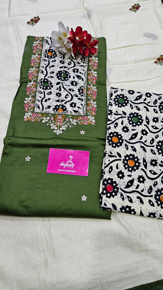 Aadhya Jaam Satin Unstitched Suit (Green)