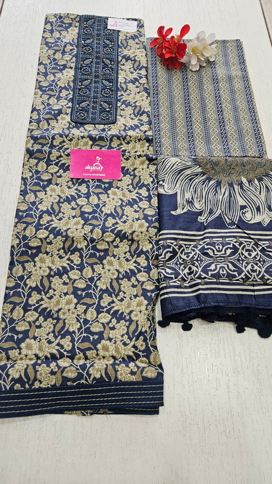 Saaho Style 3 Cotton Unstitched Suit 1