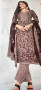 Ganpati Bella Cotton Stitched 3-Piece Suit Set - Mauve color (a dusty pink-purple shade) (XXL)