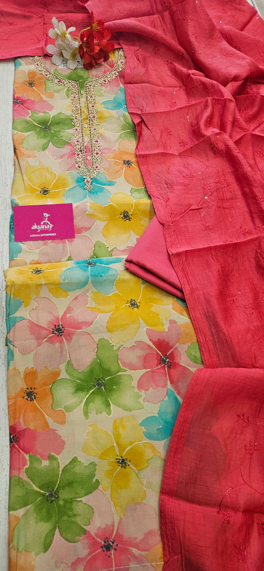 Vande Bharat Modal Muslin Unstitched Suit style 2