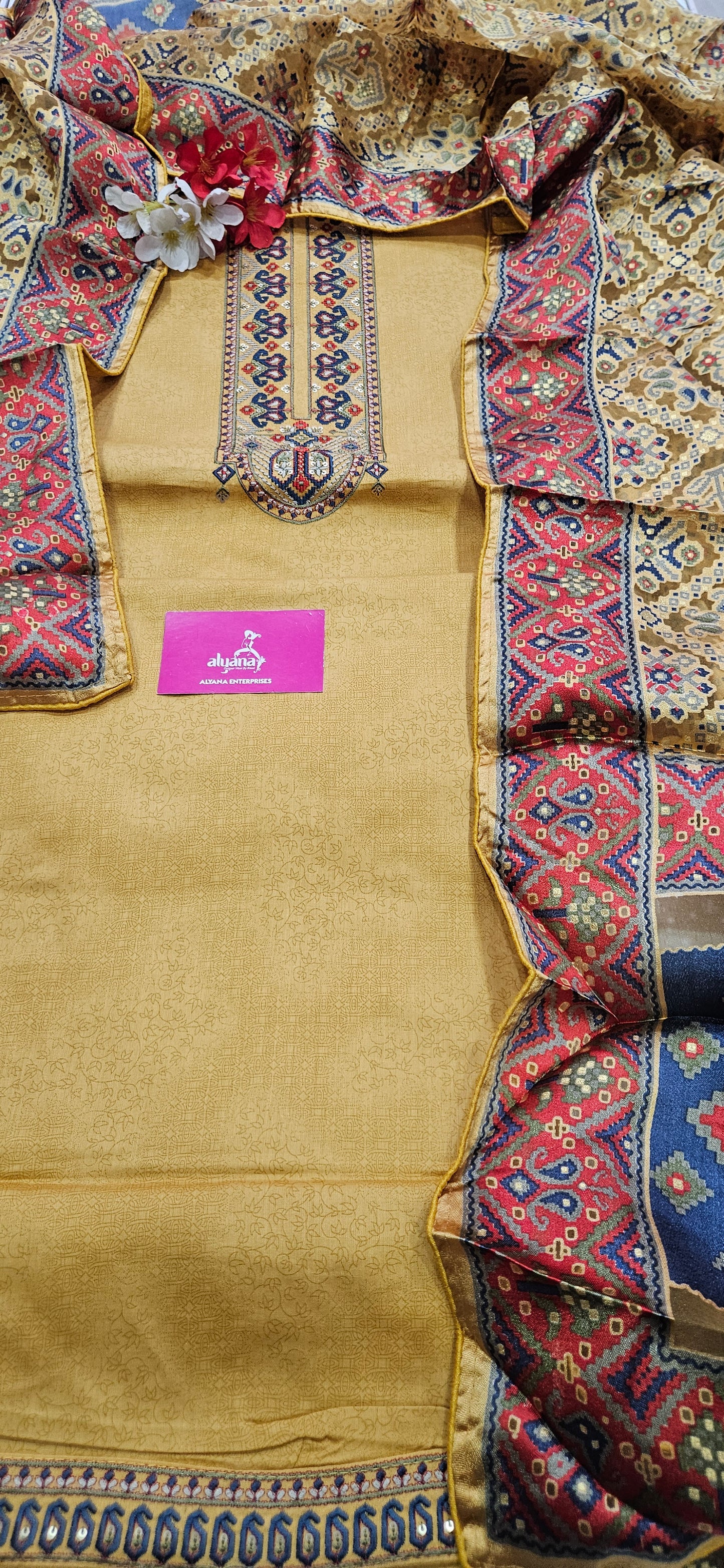Karachi Patola Jaam Silk Unstitched Suit – Yellow