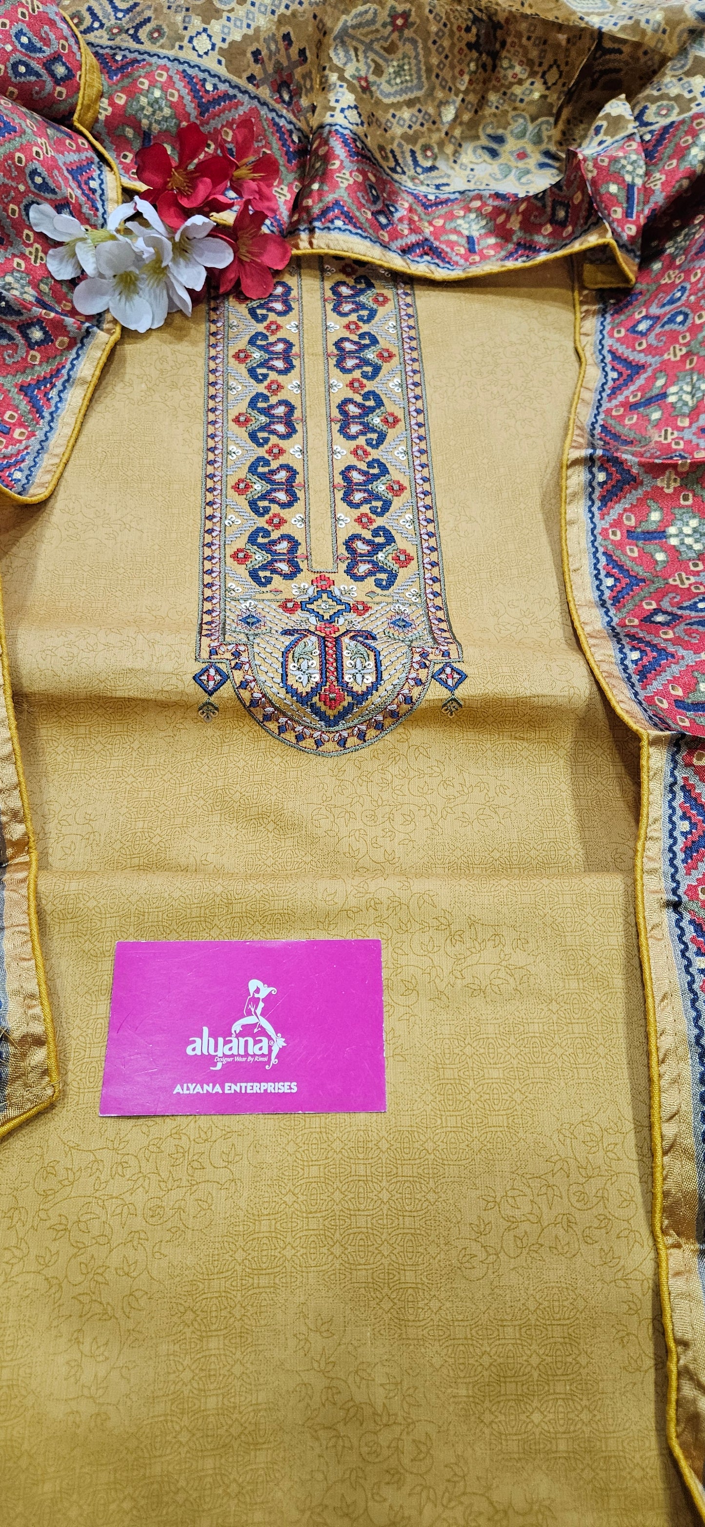 Karachi Patola Jaam Silk Unstitched Suit – Yellow