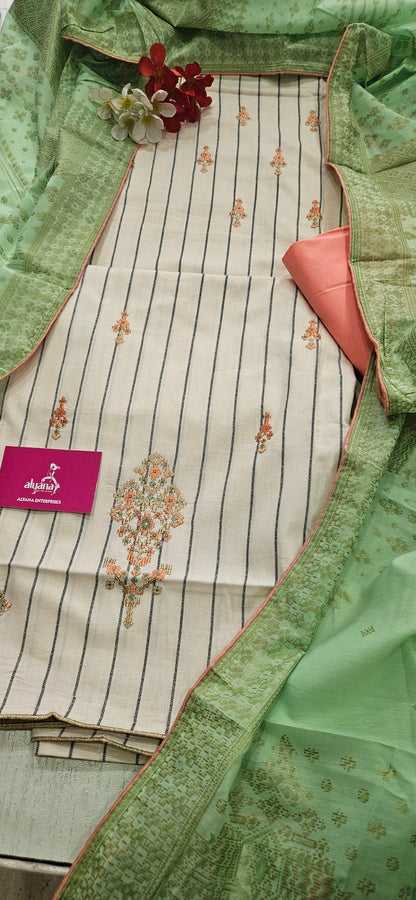 Lush Cambric Cotton Unstitched Suit Style 1