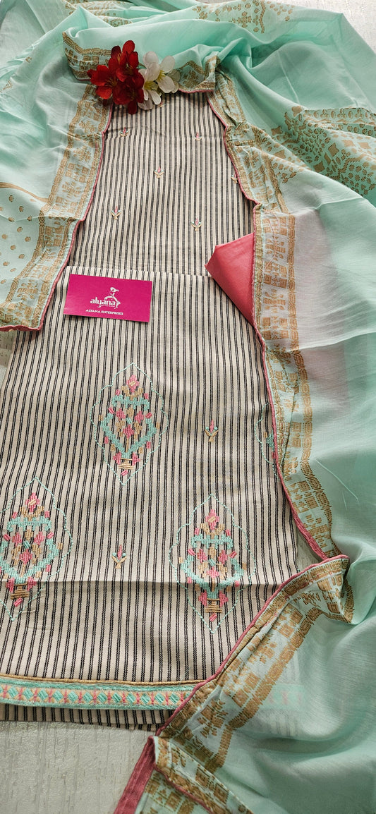 Lush Cambric Cotton Unstitched Suit Style 3
