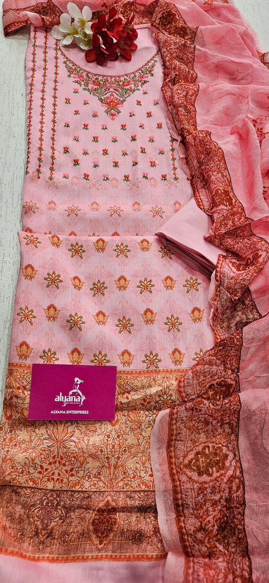 Sargam Milano – Unstitched Suit (Pink)