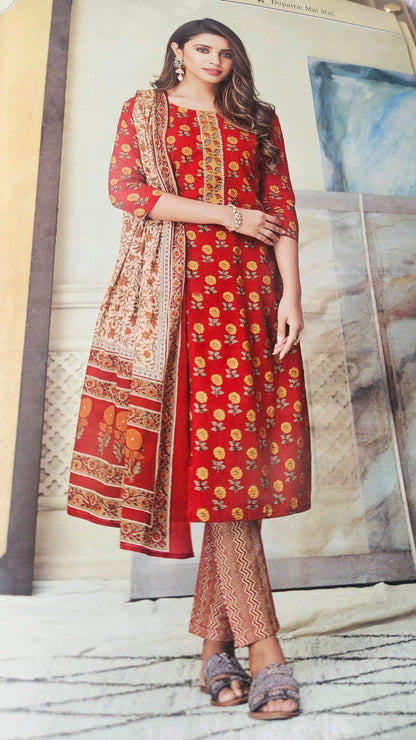 Tzu Bliss 3-Piece Stitched Suit Set – Red (L Size 40)
