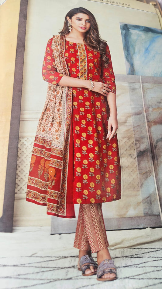 Tzu Bliss 3-Piece Stitched Suit Set – Red (L Size 40)
