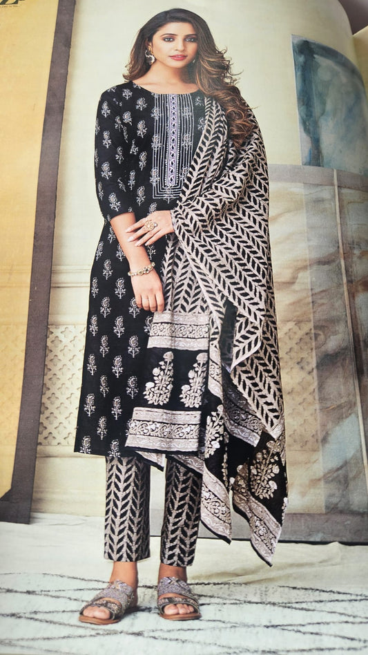 Tzu Bliss 3-Piece Stitched Suit Set – Black (L Size 40)