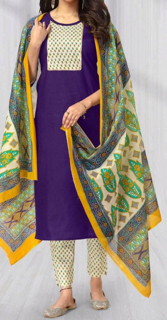 Stitched Cotton Suit - 3XL Size Style 4