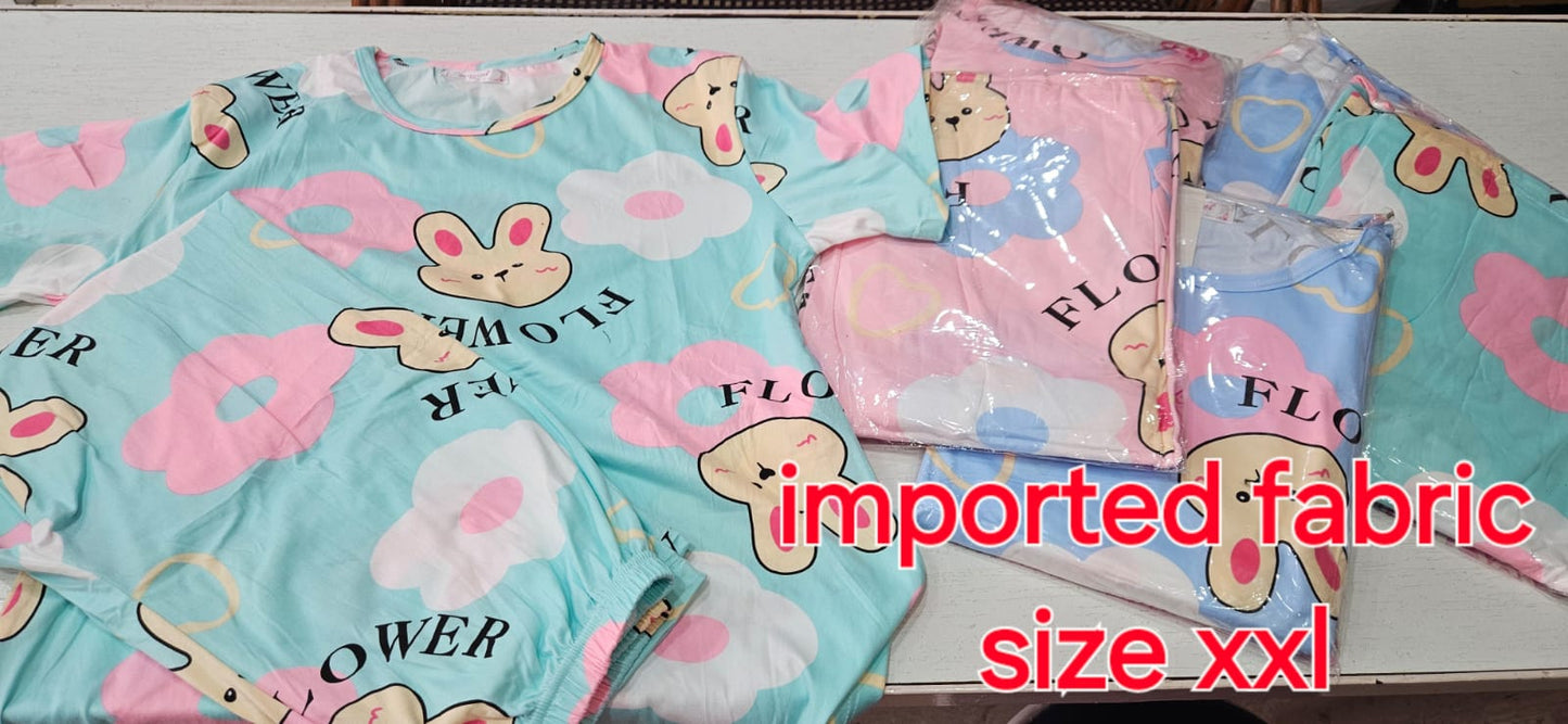 Imported Printed Cotton Night Suit - XXL